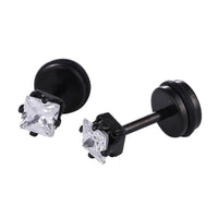 Load image into Gallery viewer, Fake Piercing Expander schwarz Zirkonia Stein weiß Quadrat Schaubverschluss Edelstahl - chic - net.de
