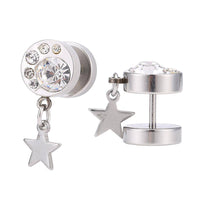 Load image into Gallery viewer, Fake Piercing Expander silber Zirkonia Steine mit Stern Anhänger Schaubverschluss Edelstahl - chic - net.de
