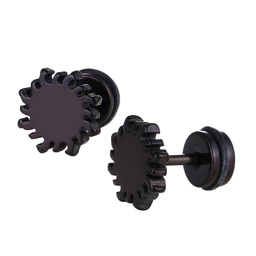 Fake Piercing Expander Sonne schwarz Schraubverschluss Edelstahl - chic - net.de