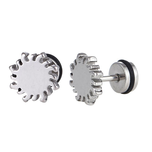 Fake Piercing Expander Sonne silberfarben Schraubverschluss Edelstahl - chic - net.de