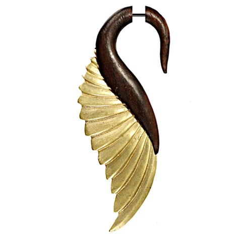 Fake Piercing Ohrring Narraholz Edelstahl Brass Schwan - chic - net.de