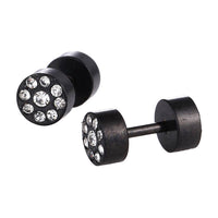 Load image into Gallery viewer, Fake Piercing schwarz rund weiße Zirkonia Steine Edelstahl Schraubverschluss - chic - net.de
