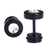 Load image into Gallery viewer, Fake Piercing schwarz weißer Zirkonia Rand mit Muster Quadrate Edelstahl Schraubverschluss - chic - net.de
