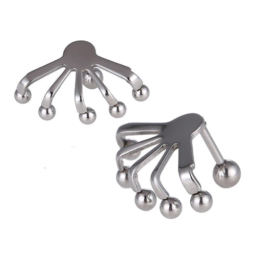 Fake Plug Piercing Edelstahl silberfarben fünf Krallen mit Kugeln Schraubverschluss - chic - net.de