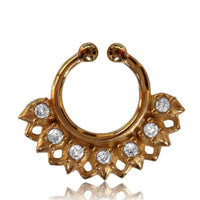 Load image into Gallery viewer, Fake Septum Piercing Nasenringe golden halbkreis Glitzer Steine Messing Brass - chic - net.de
