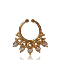 Load image into Gallery viewer, Fake Septum Piercing Nasenringe Herzen Glitzer Steine Brass Messing golden antik - chic - net.de
