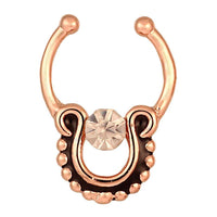 Load image into Gallery viewer, Fake Septum Piercing rosegolden rund schwarz weißer Zirkonia Stein Edelstahl - chic - net.de

