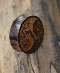 Load image into Gallery viewer, Flesh Plug Holz Yin Yang Baum des Lebens double flared - chic - net.de
