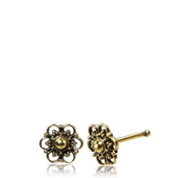 Load image into Gallery viewer, Gerader Nasenstecker (oder Tragus) golden Blümchen Brass 8 mm lang - chic - net.de

