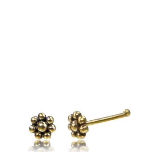 Gerader Nasenstecker (oder Tragus) golden Blume Brass 8 mm lang - chic - net.de