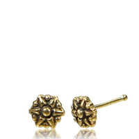 Load image into Gallery viewer, Gerader Nasenstecker (oder Tragus) golden Stern Blume Brass Wabe 8 mm lang - chic - net.de
