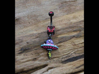 Load image into Gallery viewer, Glitzer Bauchnabel Piercing Edelstahl Zirkonia Ufo pink - chic - net.de
