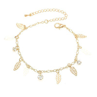 Load image into Gallery viewer, Glitzer Brass Armband golden Blätter Zirkonia weiß facettiert 18 - 24 cm verstellbar - chic - net.de
