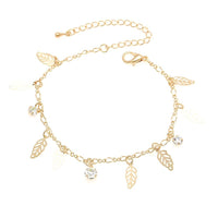 Load image into Gallery viewer, Glitzer Brass Armband golden Blätter Zirkonia weiß facettiert 18 - 24 cm verstellbar - chic - net.de

