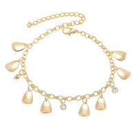Load image into Gallery viewer, Glitzer Brass Fußkettchen golden Tropfen runde Zirkonia Steine weiß facettiert Fußkette - chic - net.de
