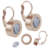 Load image into Gallery viewer, Glitzer Glas Kristall Ohrringe rotgold weiß Edelstahl rund 12 mm Wechsel Schmuck Glaskristall - chic - net.de
