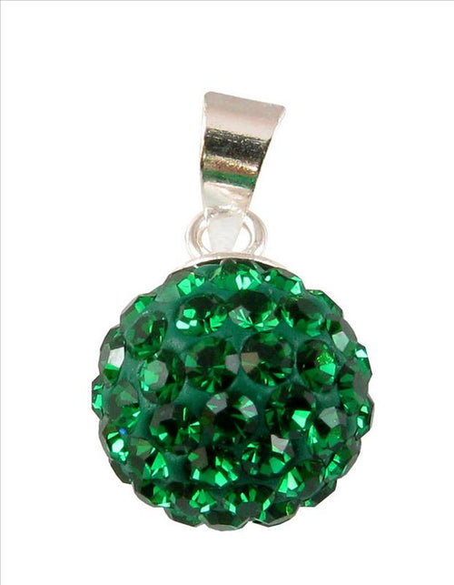Glitzerkugel Emerald dunkel grün 12 mm Kristall Silberanhänger Anhänger 925er Silber Damen Glitzer - chic - net.de