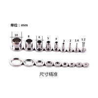 Load image into Gallery viewer, A set of eleven Metalltunnel Tunnel Chirurgenstahl Unisex Edelstahl Plug silbern Rand Expander Piercings, sized 1.2 to 10 mm, each labeled by diameter, is lined up on a white background with Chinese text and "mm" shown.
