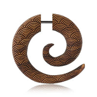Load image into Gallery viewer, Holz Fake Piercing Spirale Edelstahl überlappend Kreise - chic - net.de
