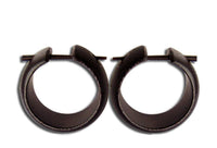Load image into Gallery viewer, Holz Pin Creolen handgeschnitzt abgerundet dunkelbraun Horn - Pin Ohrringe 20 mm - chic - net.de
