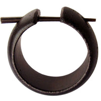 Load image into Gallery viewer, Holz Pin Creolen handgeschnitzt abgerundet dunkelbraun Horn - Pin Ohrringe 20 mm - chic - net.de
