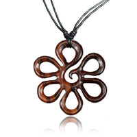 Load image into Gallery viewer, Holzkette Schlaufenrad Spirale gemasert Sonoholz Baumwolle Unisex verstellbar - chic - net.de
