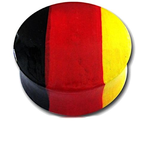 Holz Plug Deutschland Flagge Tunnel Unisex Ohrschmuck Teakholz Ohrstecker handbemalt Expander