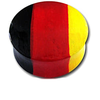 Load image into Gallery viewer, Holz Plug Deutschland Flagge Tunnel Unisex Ohrschmuck Teakholz Ohrstecker handbemalt Expander
