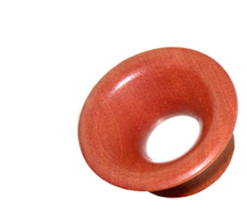 The Holz Flesh Tunnel Trichter, a curved brown rosewood plug, is a unisex earring with a flared edge and large hole—perfect for lobe piercings or as a stylish flesh tunnel. Shown against a white background.