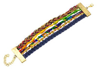 Load image into Gallery viewer, Ibiza Messing Armband mehrlagig golden blau Perlen nickelfrei antik Tribal 17,8 cm Karabiner - chic - net.de
