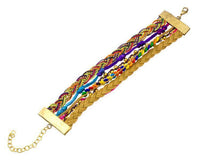 Cargar imagen en el visor de la galería, Ibiza Messing Armband mehrlagig golden braun Perlen nickelfrei antik Tribal 17,8 cm Karabiner - chic - net.de
