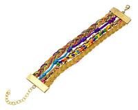 Cargar imagen en el visor de la galería, Ibiza Messing Armband mehrlagig golden braun Perlen nickelfrei antik Tribal 17,8 cm Karabiner - chic - net.de
