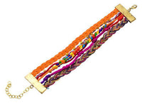Load image into Gallery viewer, Ibiza Messing Armband mehrlagig golden orange Perlen nickelfrei antik Tribal 17,8 cm Karabiner - chic - net.de
