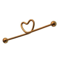 Load image into Gallery viewer, Industrial Piercing Edelstahl Titan beschichtet,golden mit Herz,Kugel Verschluss - chic - net.de
