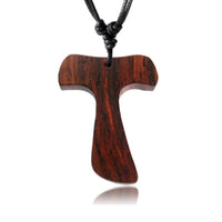 Load image into Gallery viewer, Kette dunkles Sono Holz großes Tau Kreuz als Anhänger mit verstellbarer Bauwollkette - chic - net.de
