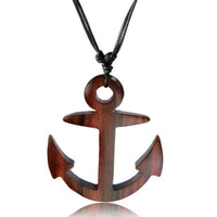 Load image into Gallery viewer, Kette Sono Holz großer Anker Anhänger mit verstellbarer Bauwollkette - chic - net.de
