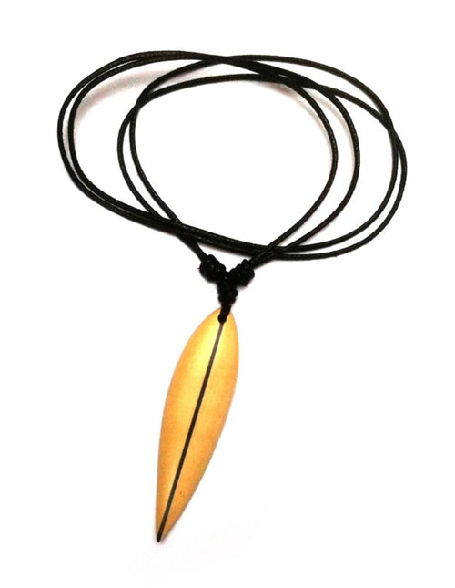Surferkette Holzkette Kette Sono Holz Baumwolle Surfer Style Surfbrett Holzanhänger Unisex Schmuck hell dunkler Strich
