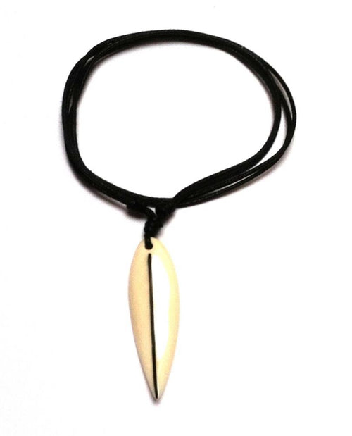 Surferkette Bonekette Kette Bone Baumwolle Surfer Style Surfbrett Anhänger Unisex Schmuck weiß schwarzer Strich