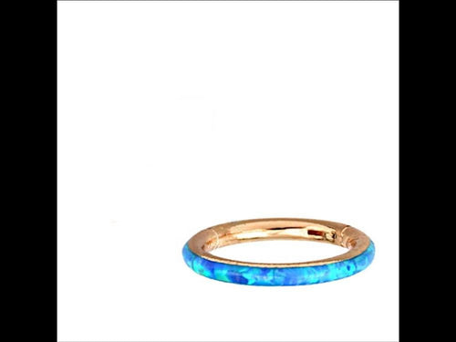 Klapp Segment Ring Piercing Edelstahl blau Opal unten - chic - net.de