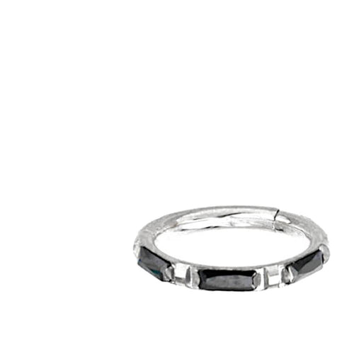 Klapp Segment Ring Piercing rechteckig Kristall schwarz - chic - net.de