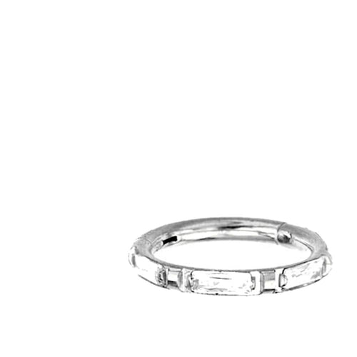 Klapp Segment Ring Piercing rechteckig Kristall weiß - chic - net.de