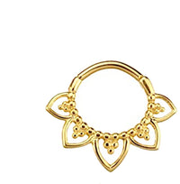 Load image into Gallery viewer, Klapp Segmentring Piercing Blume Edelstahl Gold PVD - chic - net.de
