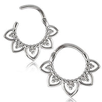 Load image into Gallery viewer, Klapp Segmentring Piercing Blume Edelstahl Gold PVD - chic - net.de
