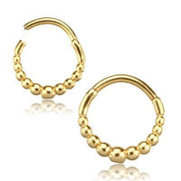 Load image into Gallery viewer, Klapp Segmentring Piercing Kugeln Edelstahl Gold PVD - chic - net.de
