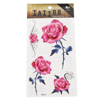 Load image into Gallery viewer, Klebetattoo Rosen blüten rosa pink Stil Blätter Dornen blau 4 Motive 1 Bogen - chic - net.de
