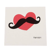 Load image into Gallery viewer, Klebetattoo temporär Herz rot einfach Schnurrbart Moustache schwarz 1 Bogen - chic - net.de
