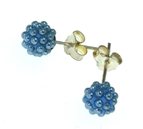 Kugel Ball Ohrstecker 925 Silber Mini Perlen 6mm blau - chic - net.de