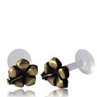 Load image into Gallery viewer, Labret Lippen Piercing Acryl Hibiskus antik golden Brass Motiv Tragus - chic - net.de
