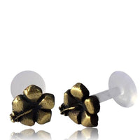 Load image into Gallery viewer, Labret Lippen Piercing Acryl Hibiskus antik golden Brass Motiv Tragus - chic - net.de
