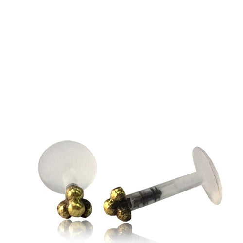 Labret Lippen Piercing Acryl Mini Blume antik gold Brass - chic - net.de